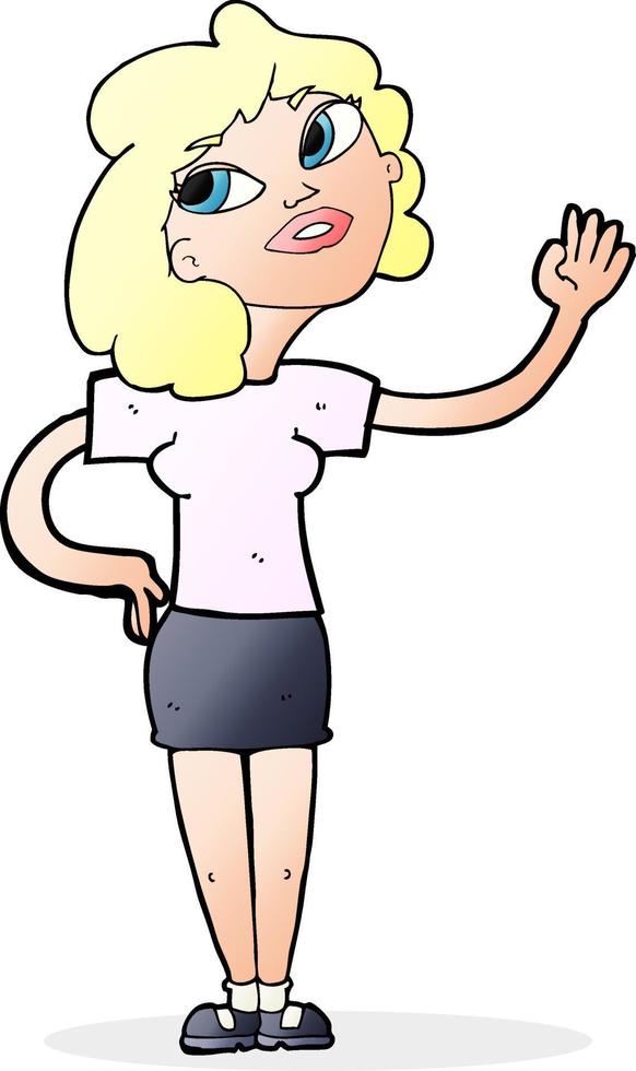 cartoon woman waving vector