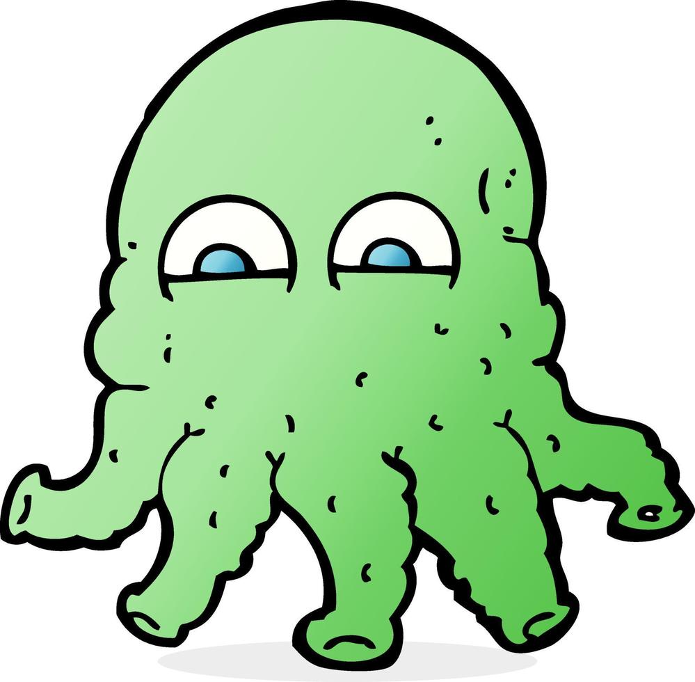 cartoon alien squid face vector