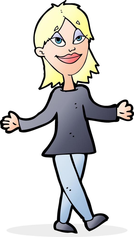 cartoon woman with no worries vector