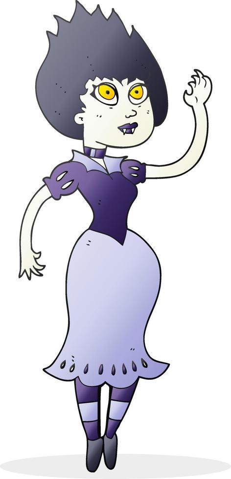 cartoon vampire girl waving vector