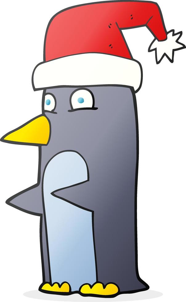 pingüino de navidad de dibujos animados vector