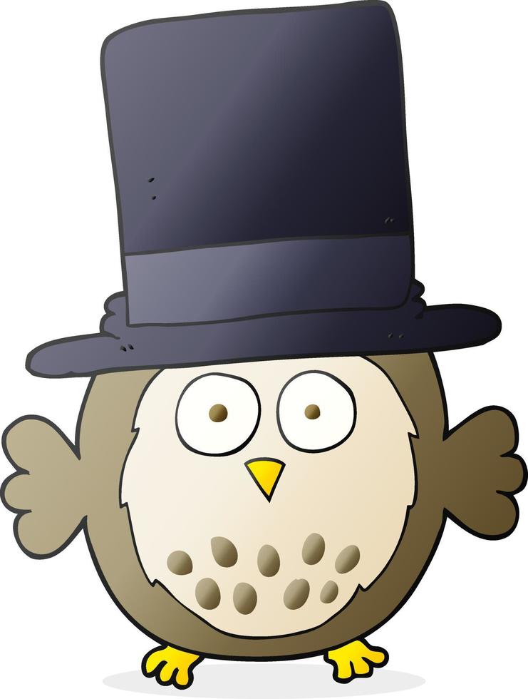 cartoon owl wearing top hat vector