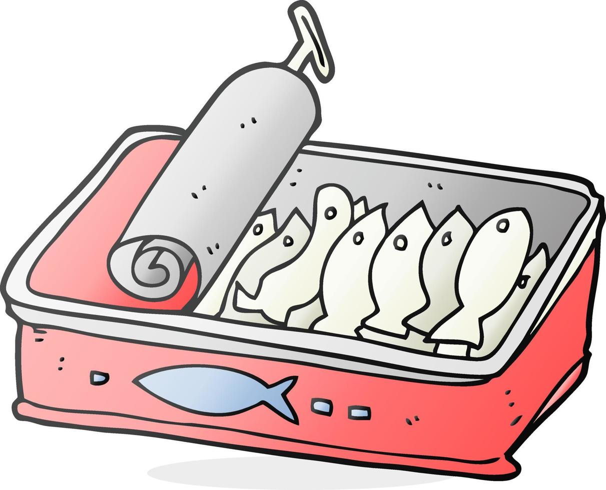 caricatura, lata, de, sardinas vector