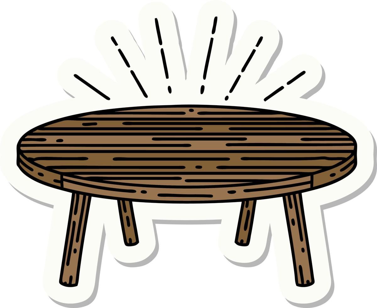 sticker of a tattoo style wood table vector