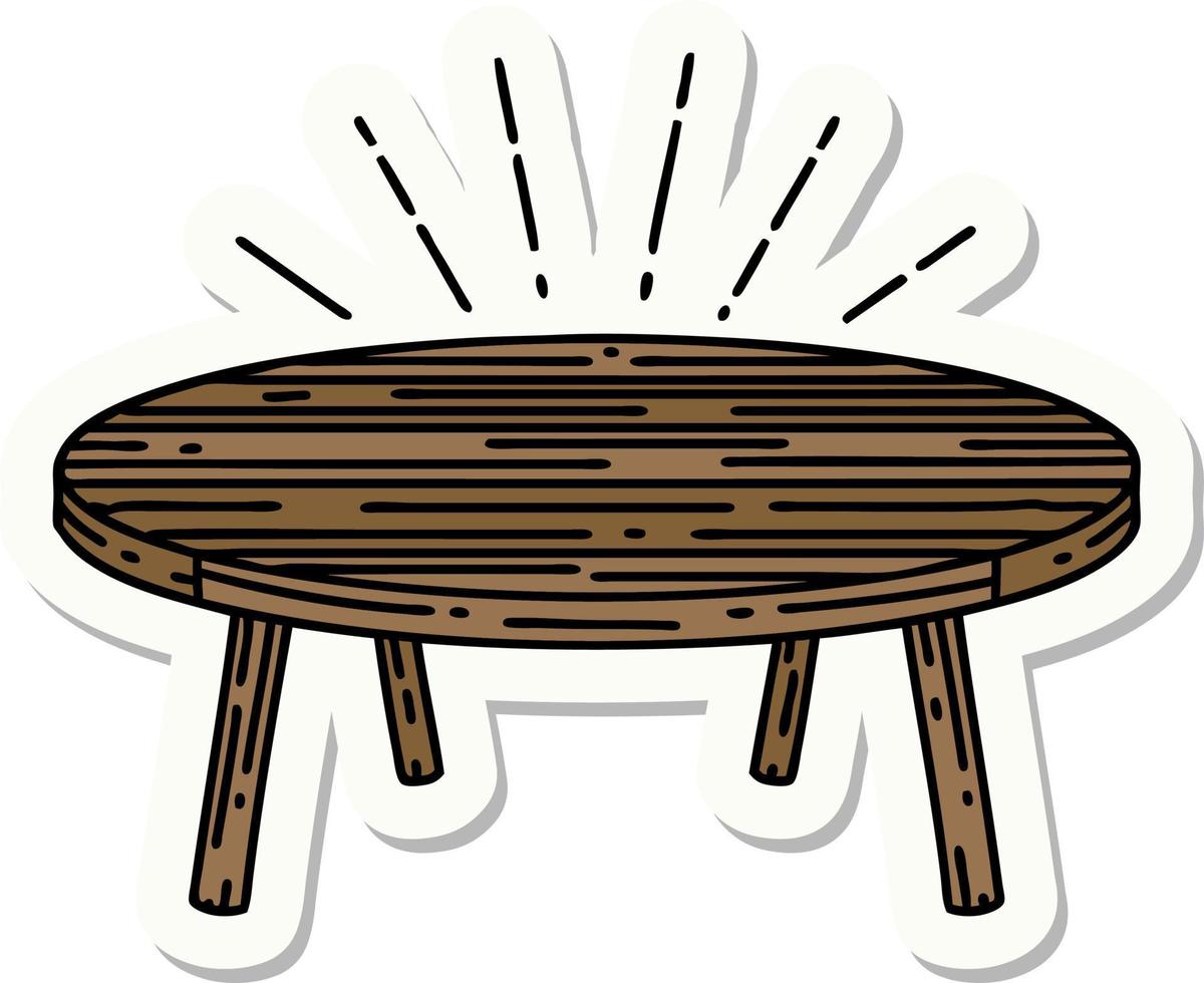 pegatina de una mesa de madera estilo tatuaje vector