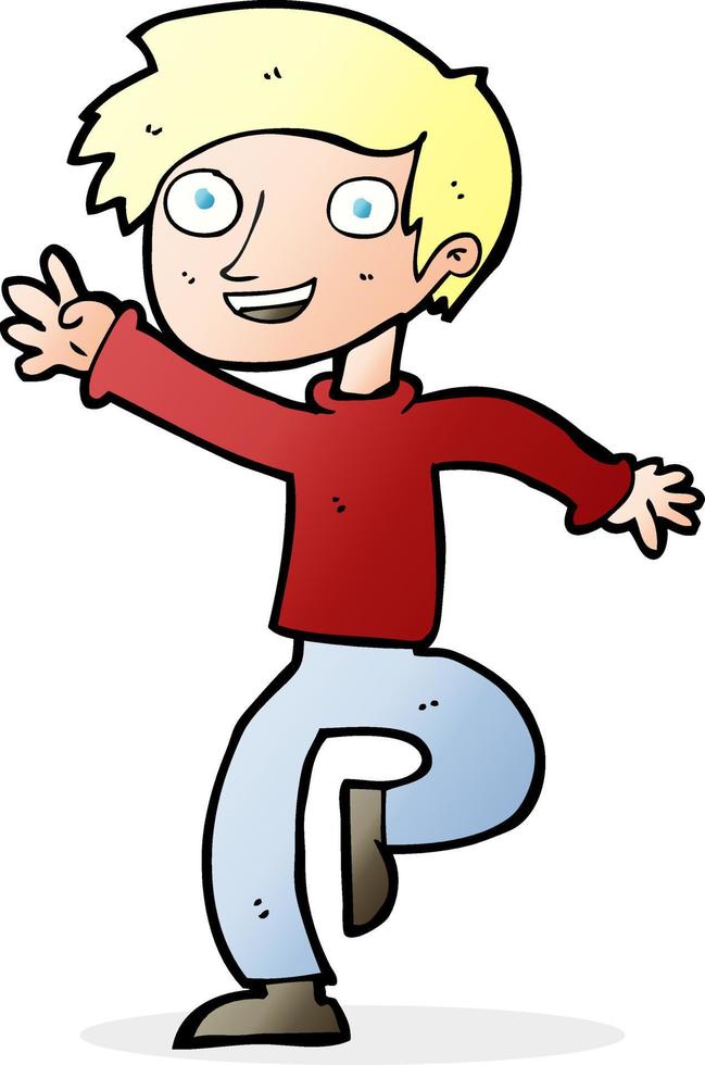 cartoon excited boy dancing vector