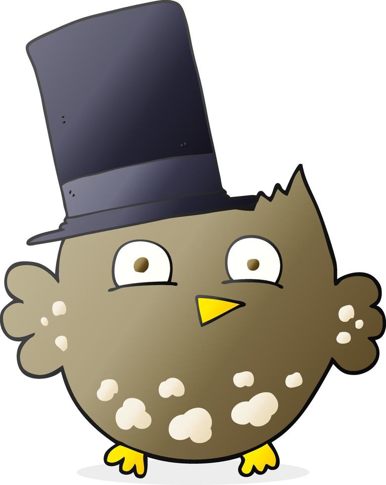 cartoon little owl with top hat vector