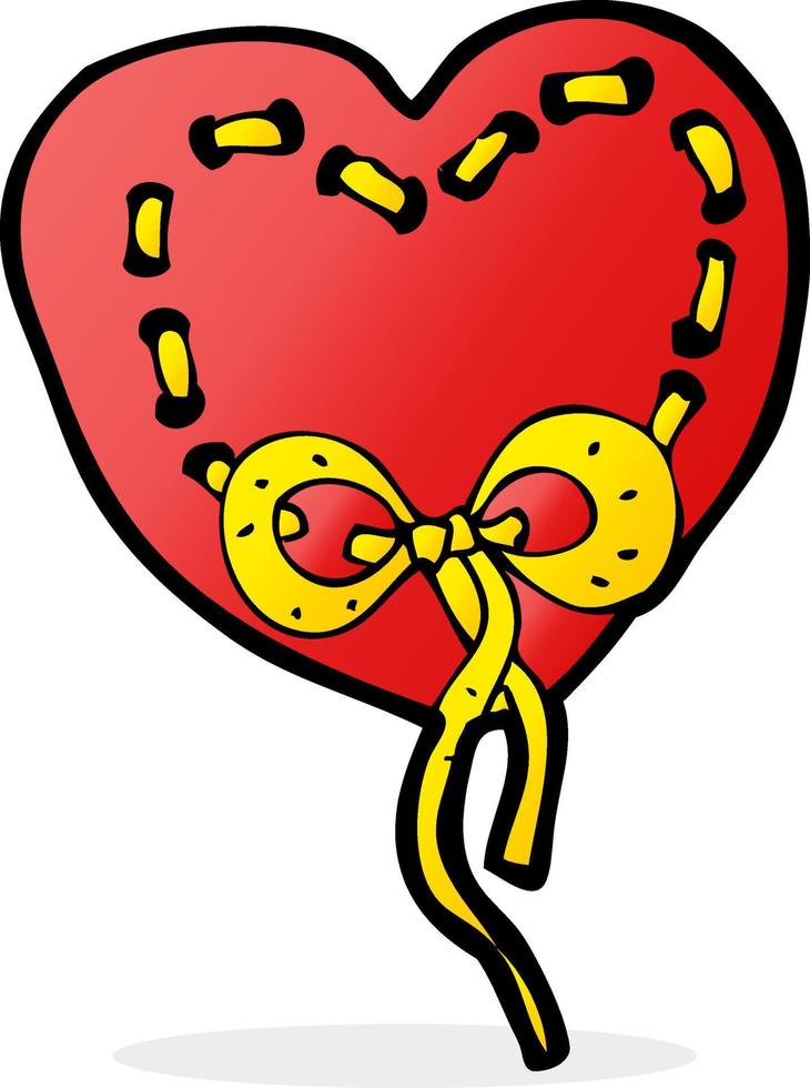 stitched heart cartoon vector