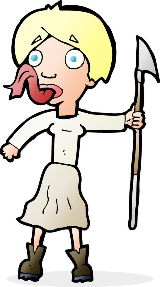 cartoon woman with spear sticking out tongue vector