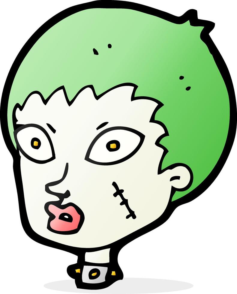 cabeza de zombie femenino de dibujos animados vector