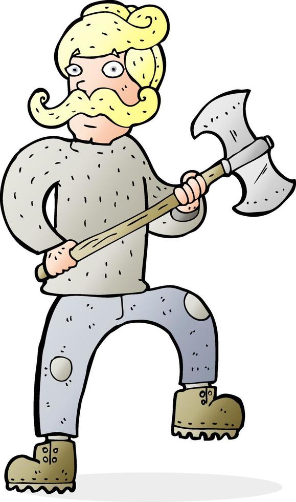 cartoon man with axe vector