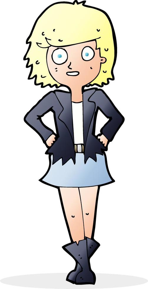 cartoon girl in jacket vector