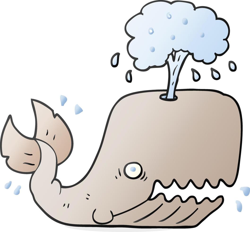 cartoon whale spouting water vector