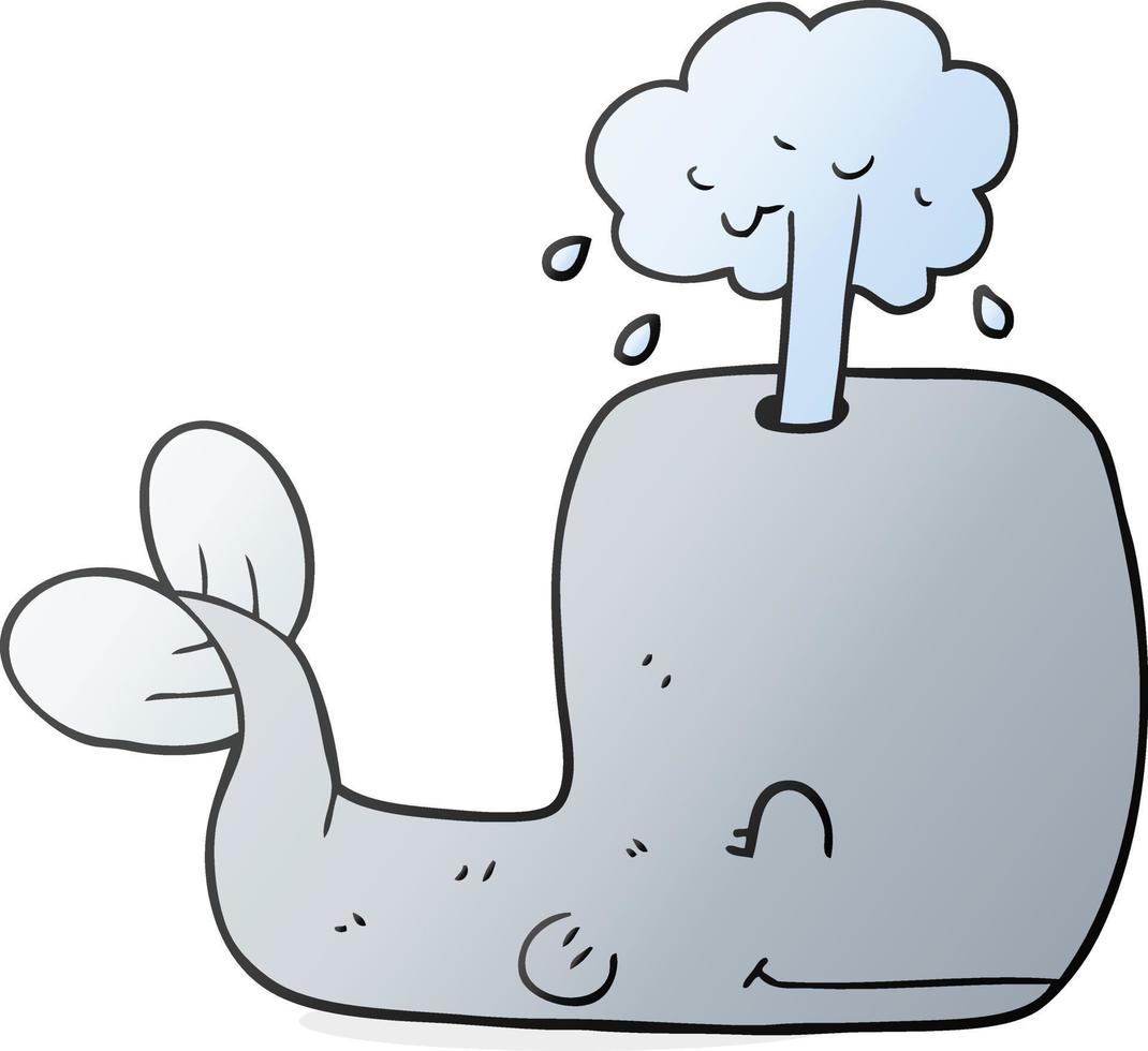 cartoon whale spouting water vector