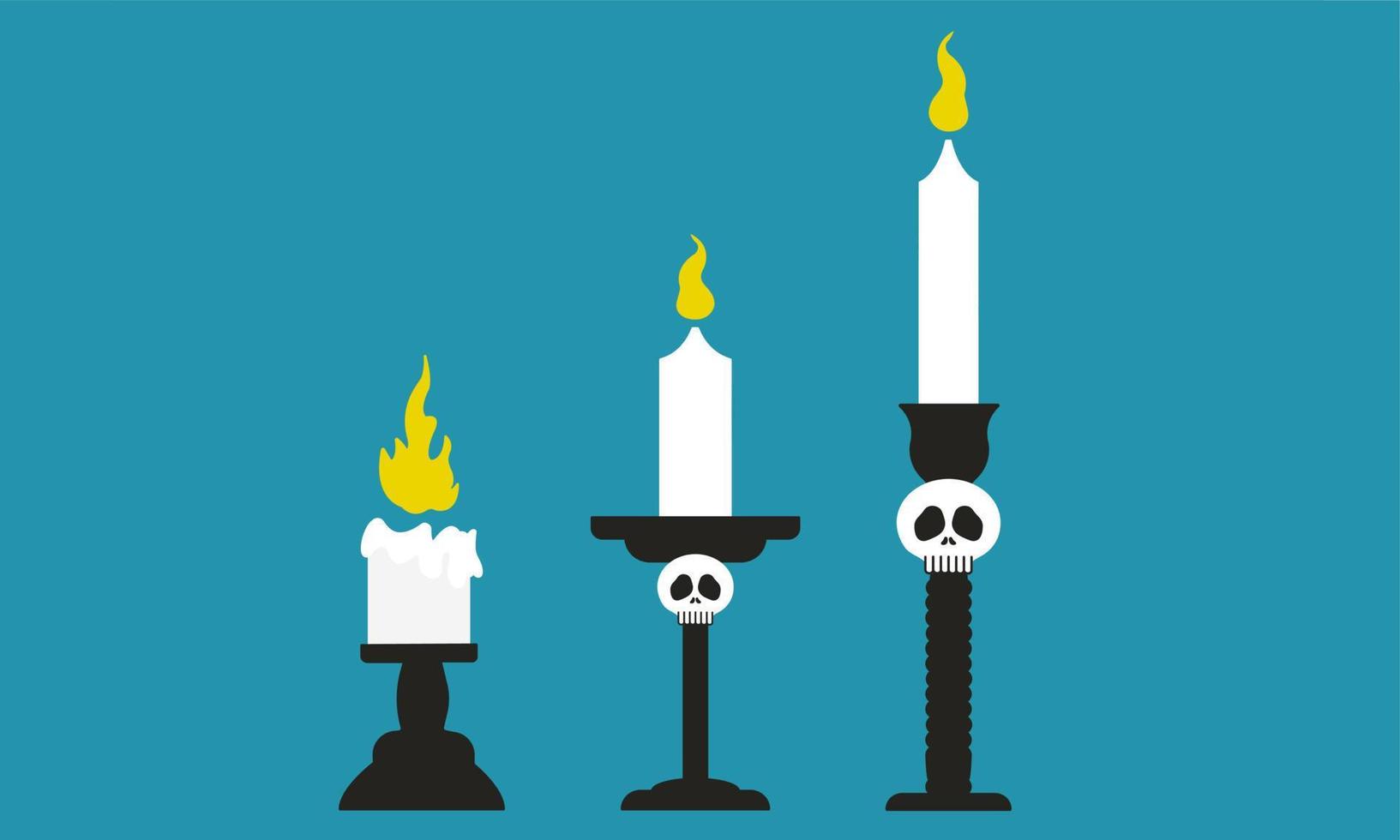 Retro candlestick set. White candle-topped antique hand lanterns isolated on a background vector