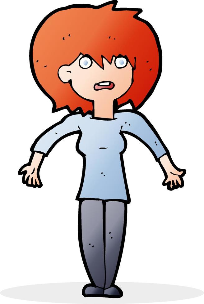 cartoon woman shrugging shoulders vector