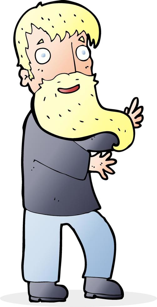 hombre barbudo emocionado de dibujos animados vector