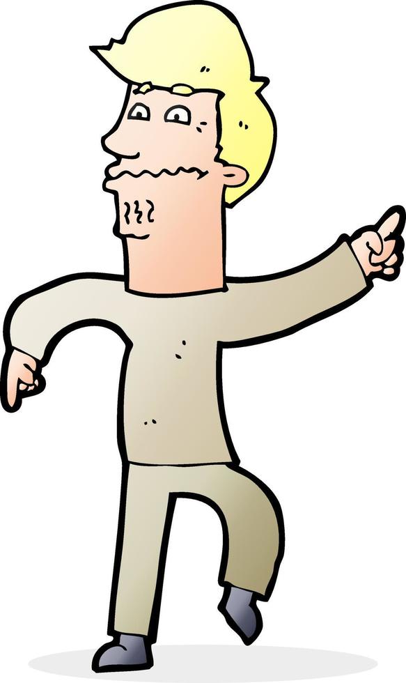 cartoon worried man pointing vector