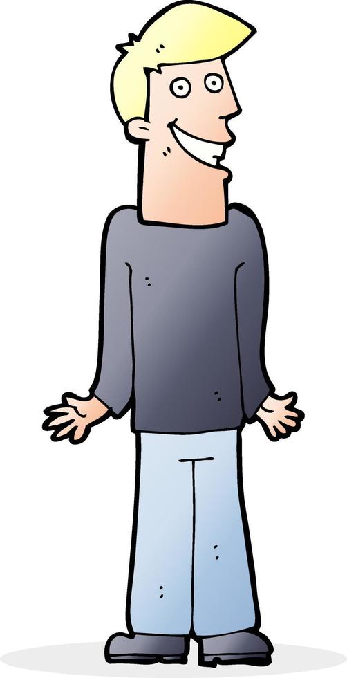 cartoon man shrugging shoulders vector