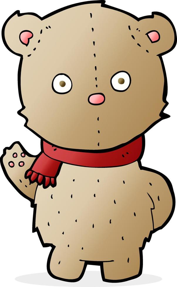 cartoon teddy bear wearing scarf vector