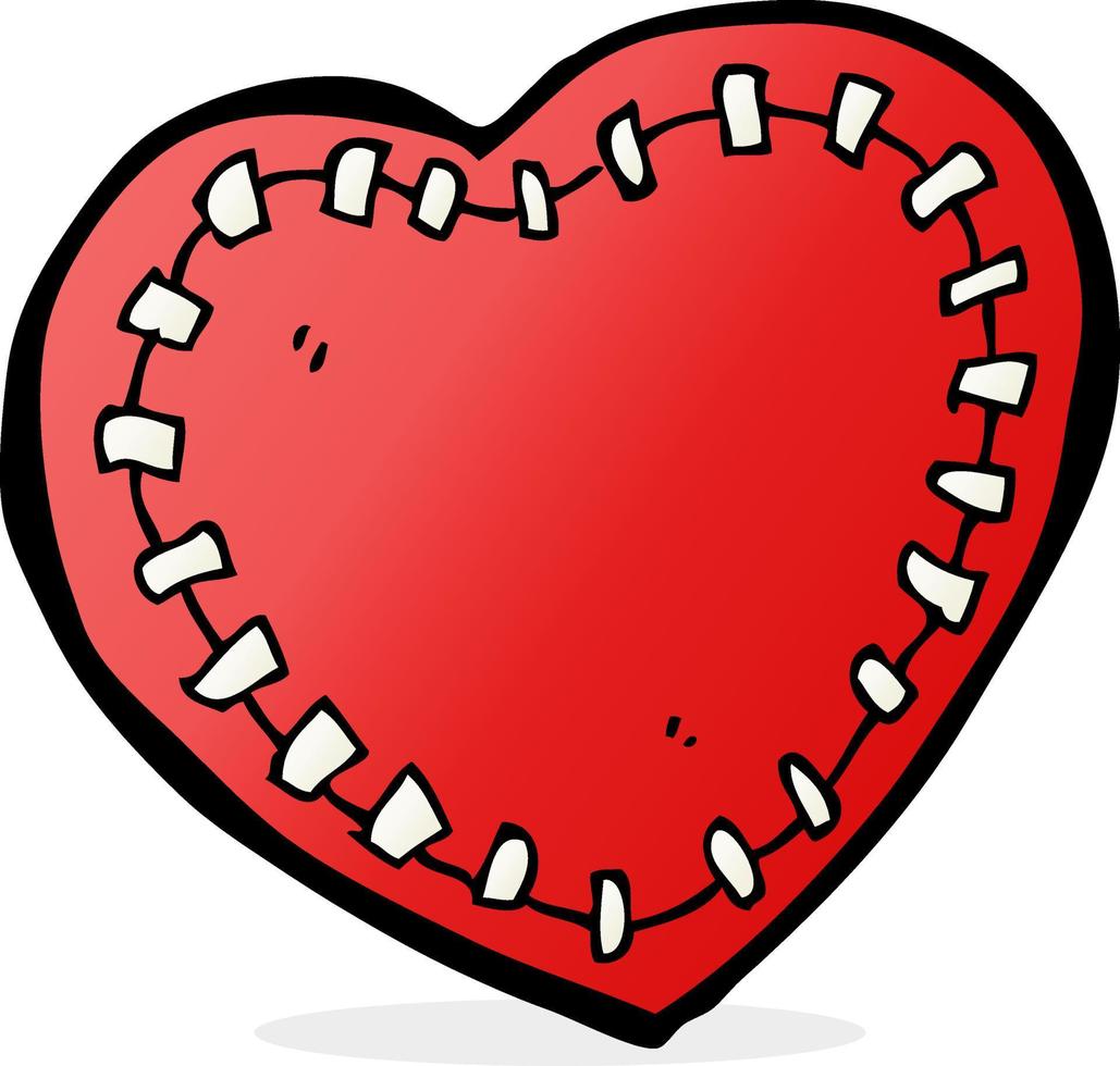cartoon stitched heart vector