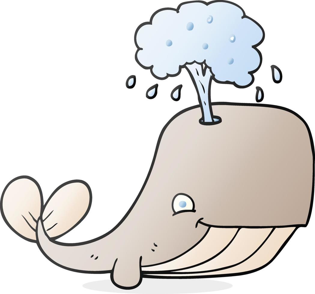 cartoon whale spouting water vector