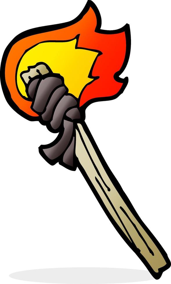 cartoon burning torch vector