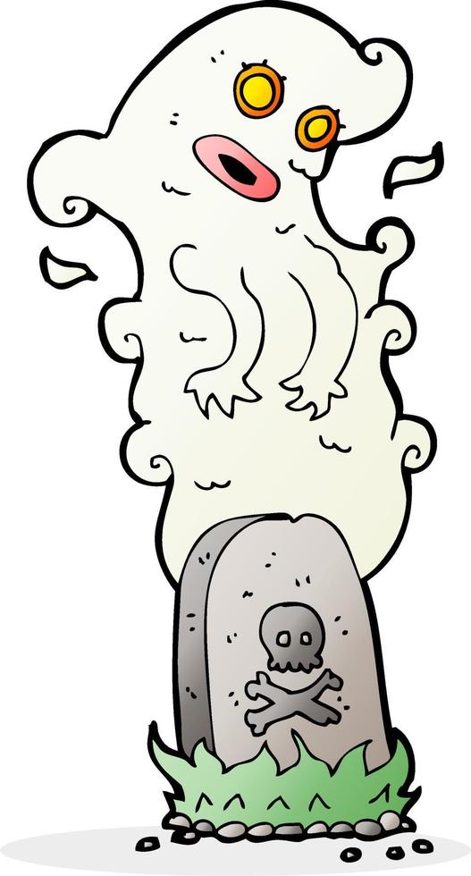 cartoon ghost rising from grave vector