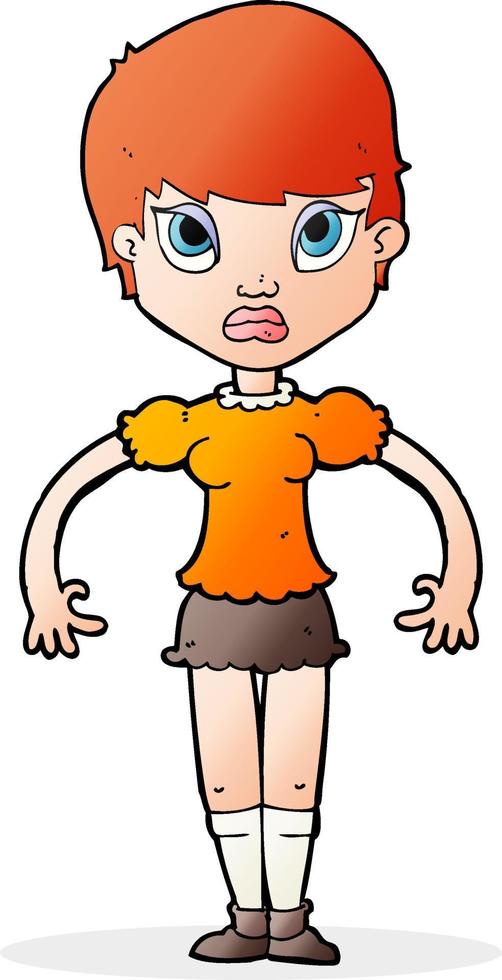 cartoon woman looking annoyed vector