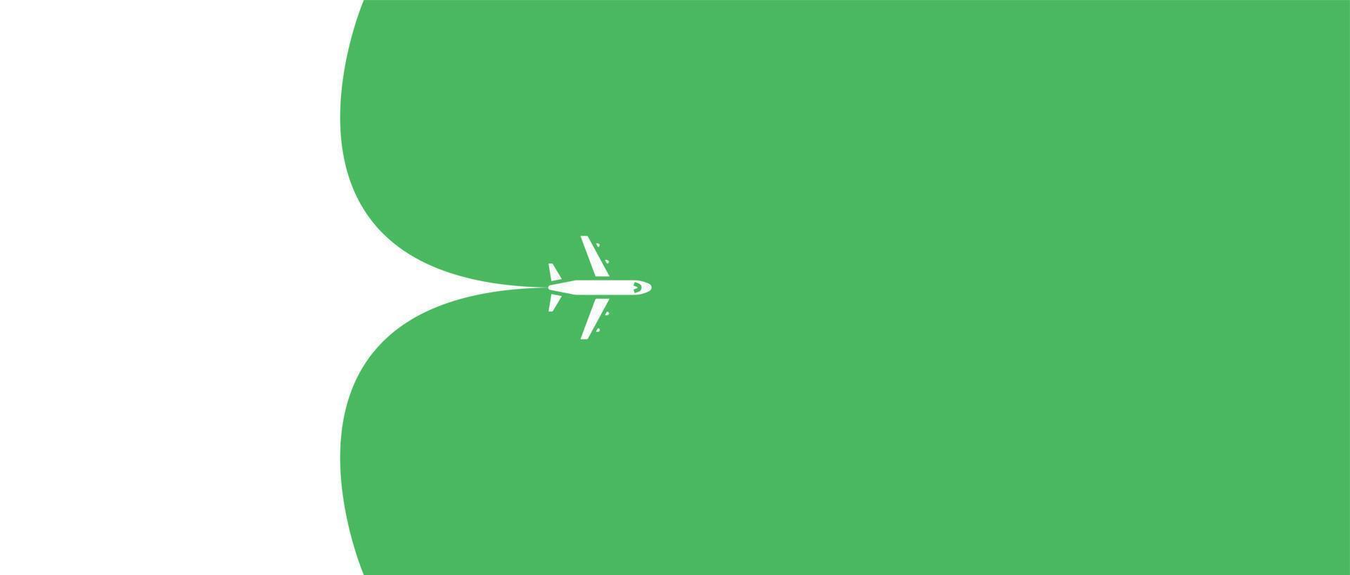 Airplane opening green background behind vector