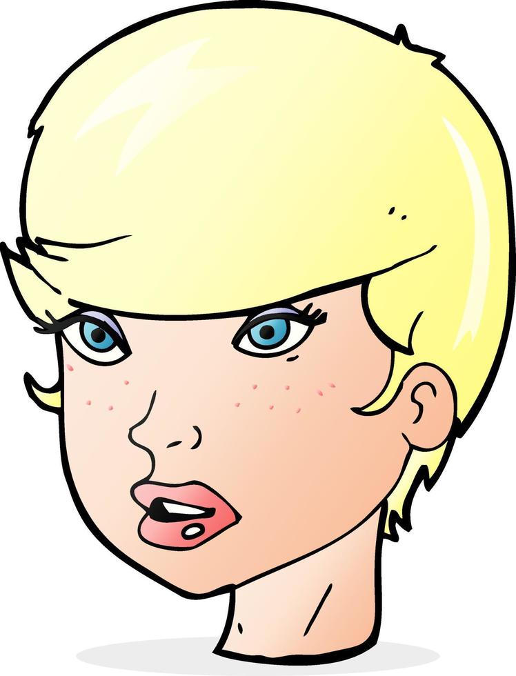 cartoon pretty female face vector