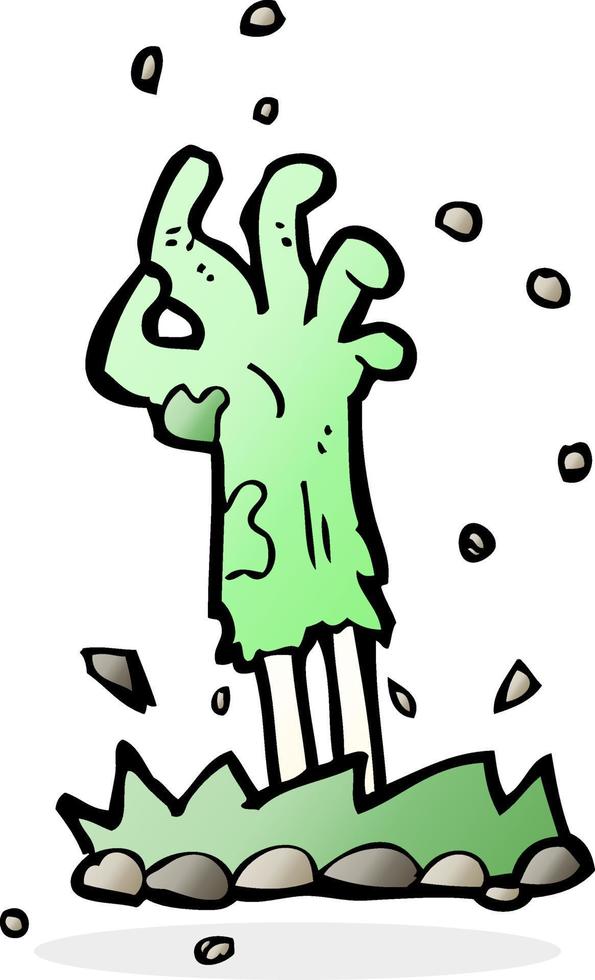 mano zombie de dibujos animados levantándose del suelo vector