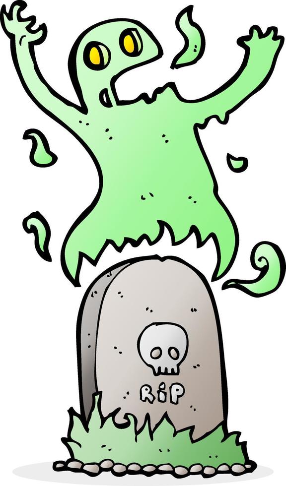 cartoon ghost rising from grave vector