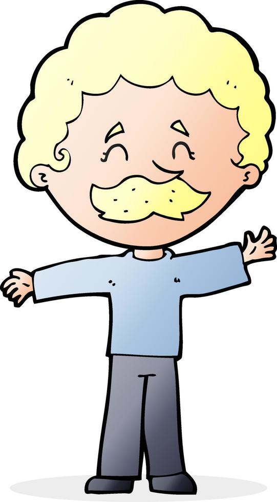 cartoon boy with mustache vector