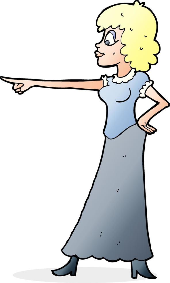 cartoon woman pointing finger vector