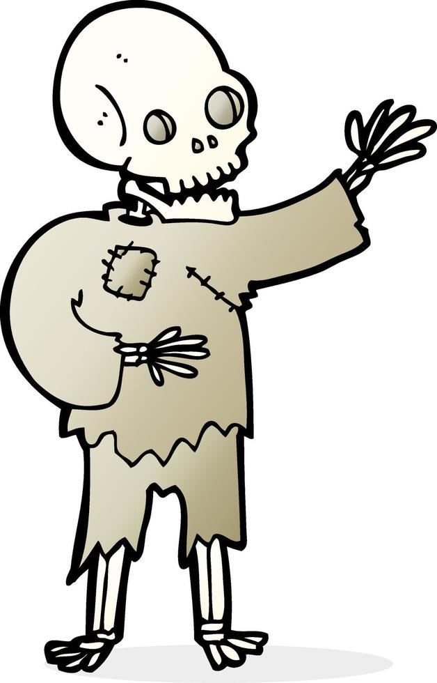 cartoon skeleton waving vector