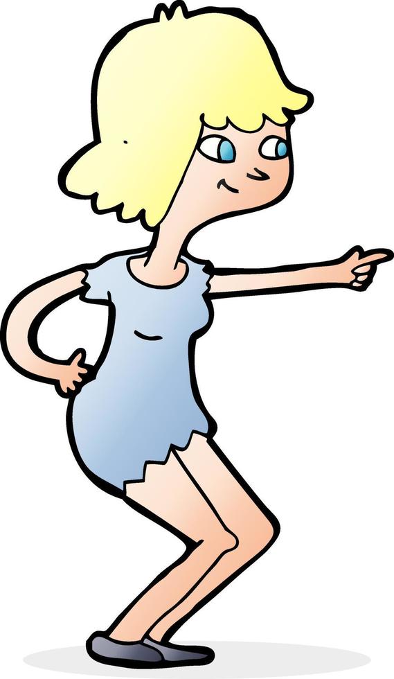 cartoon girl pointing vector