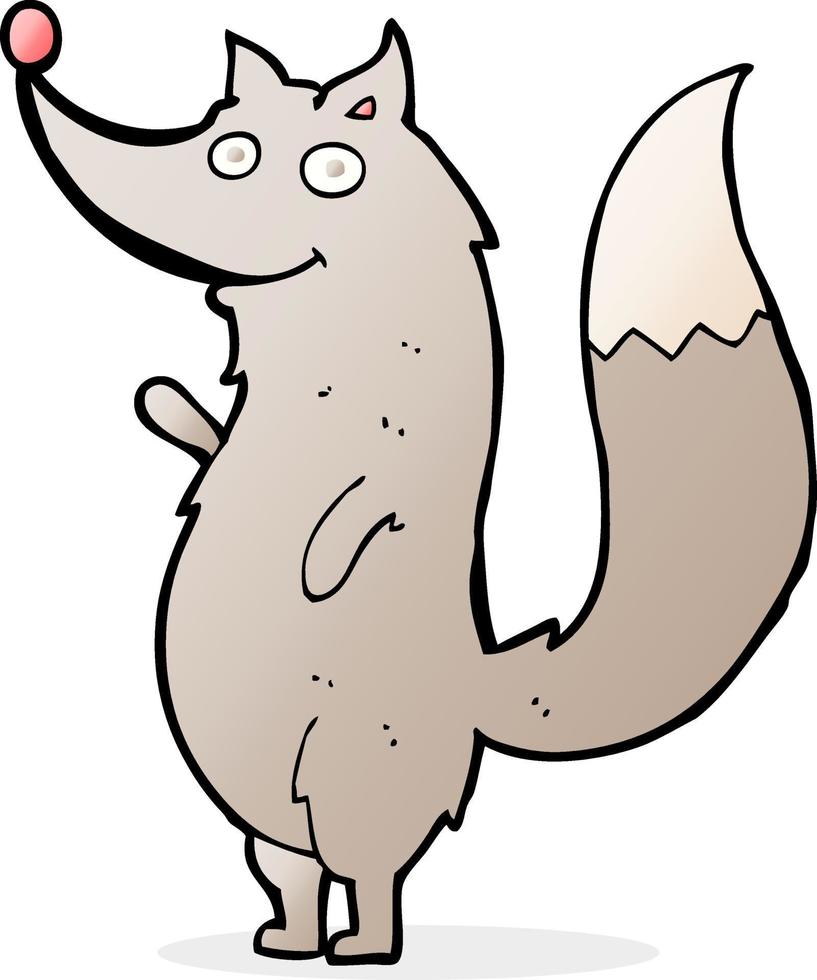 cartoon waving wolf vector