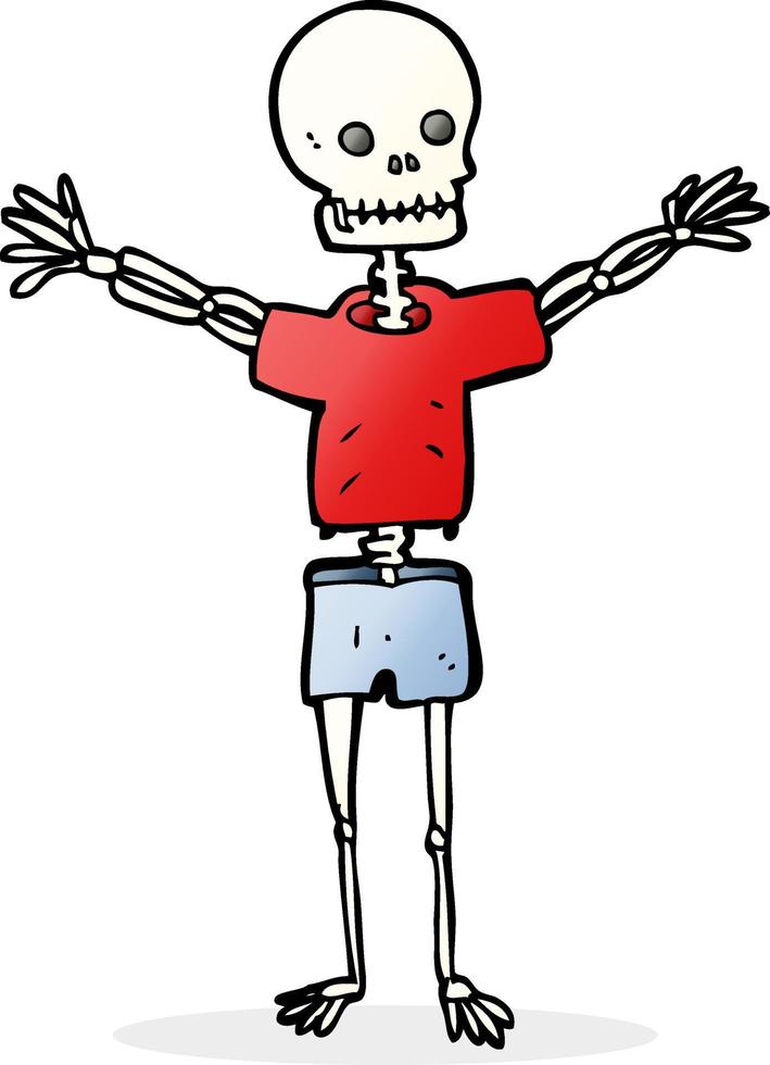 cartoon skeleton in clothes vector