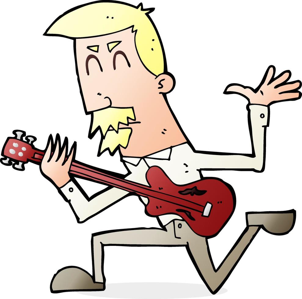 cartoon man playing electric guitar vector