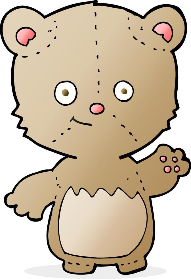 cartoon little teddy bear waving vector