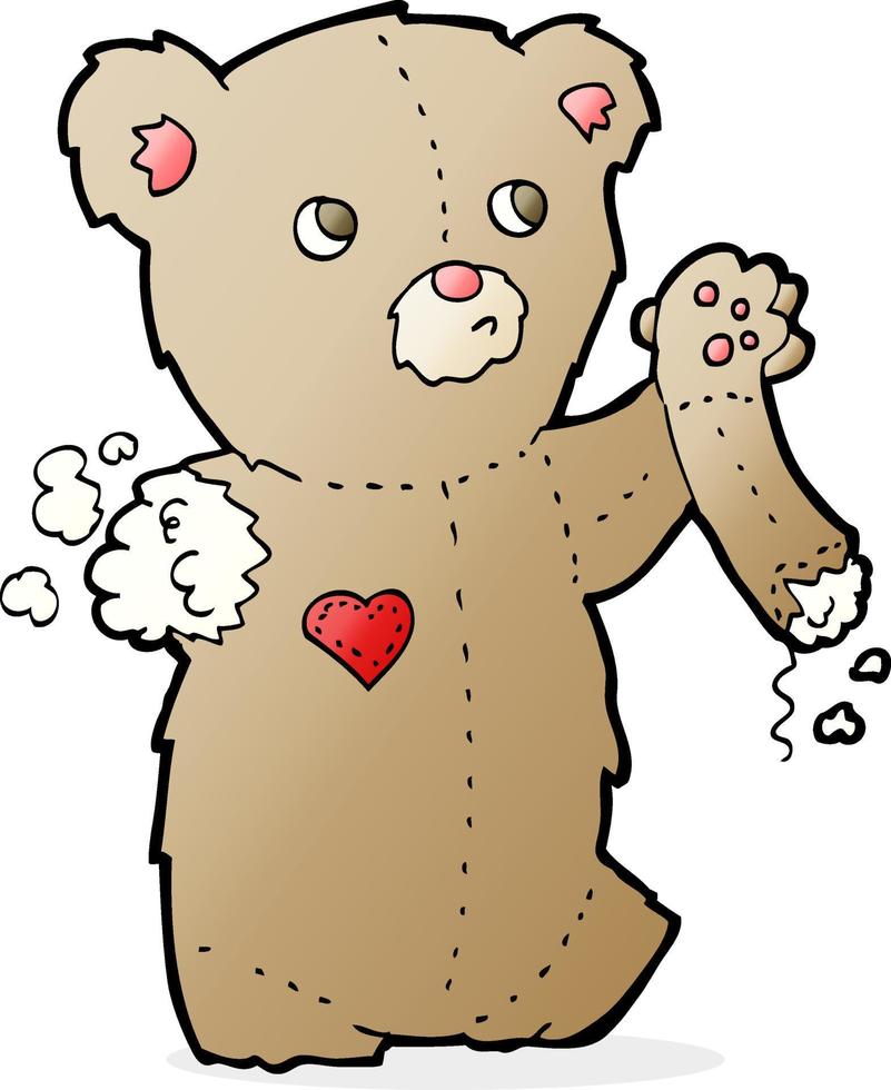 cartoon teddy bear with torn arm vector