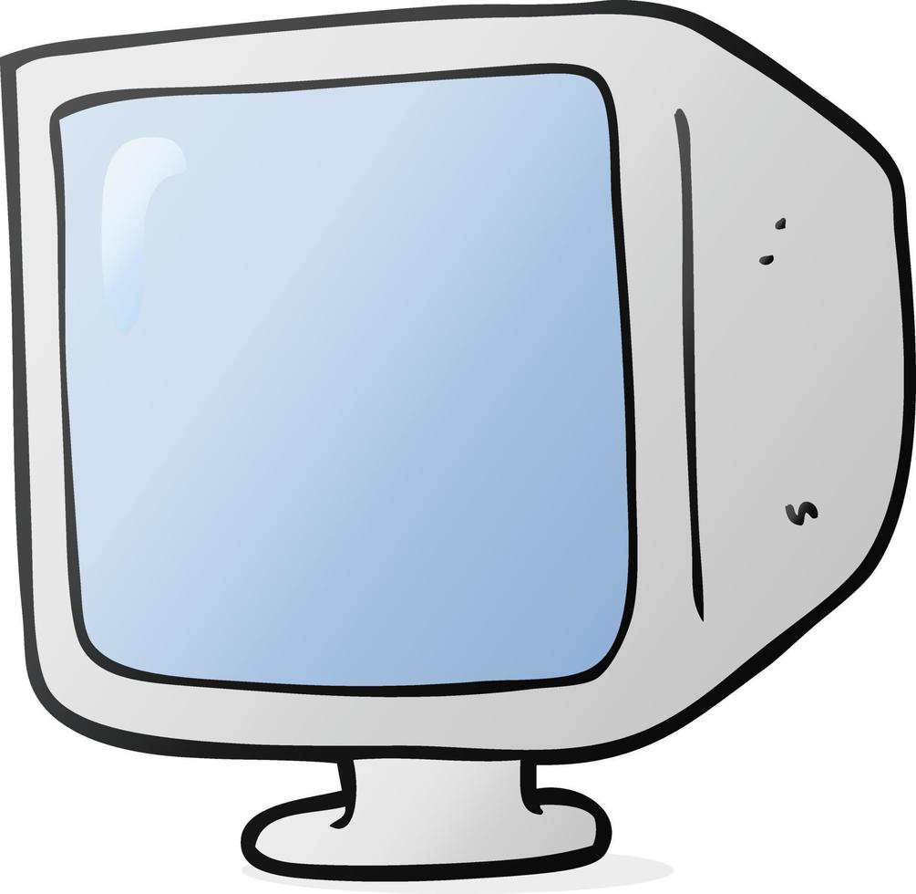 cartoon old computer monitor vector