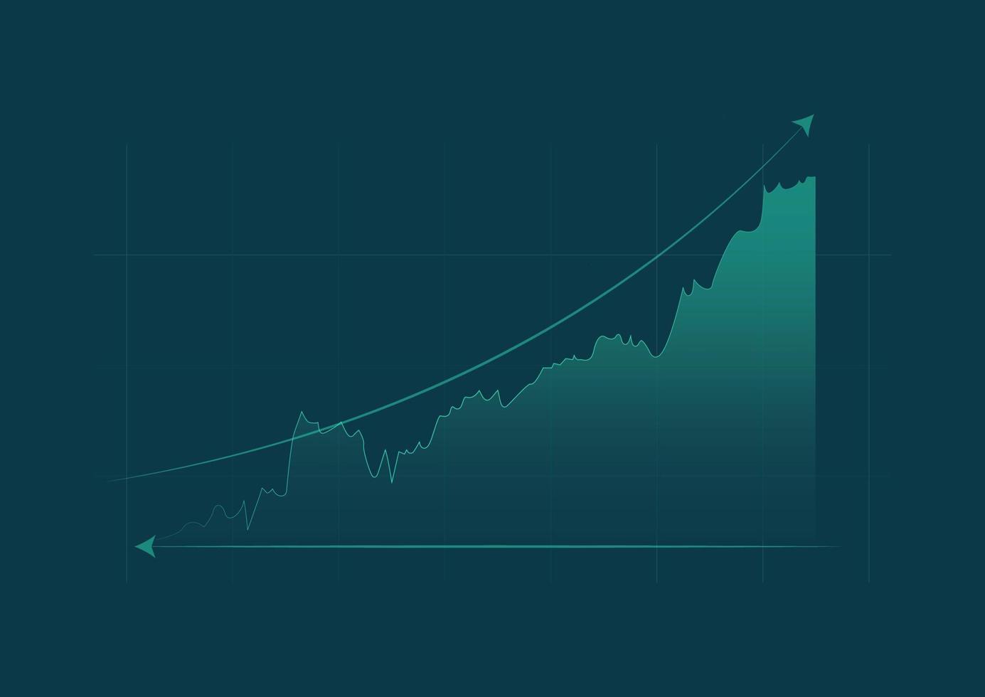 Line graph with uptrend arrow shows business growth profit vector