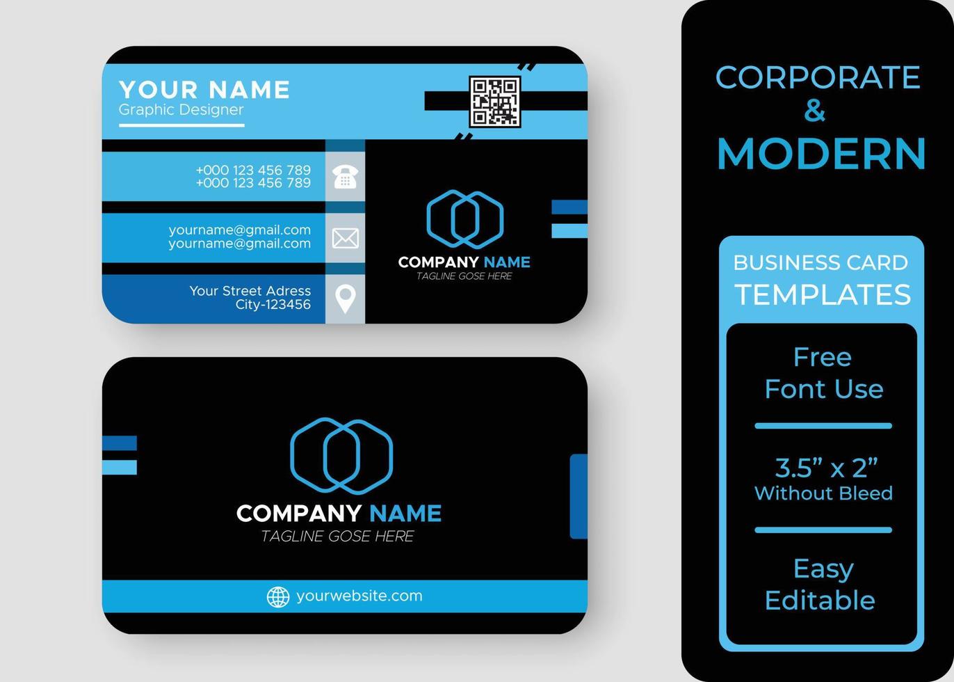 Creative modern abstract corporate clean and simple double-sided business card template design, Stylish stationery design and professional business card design vector