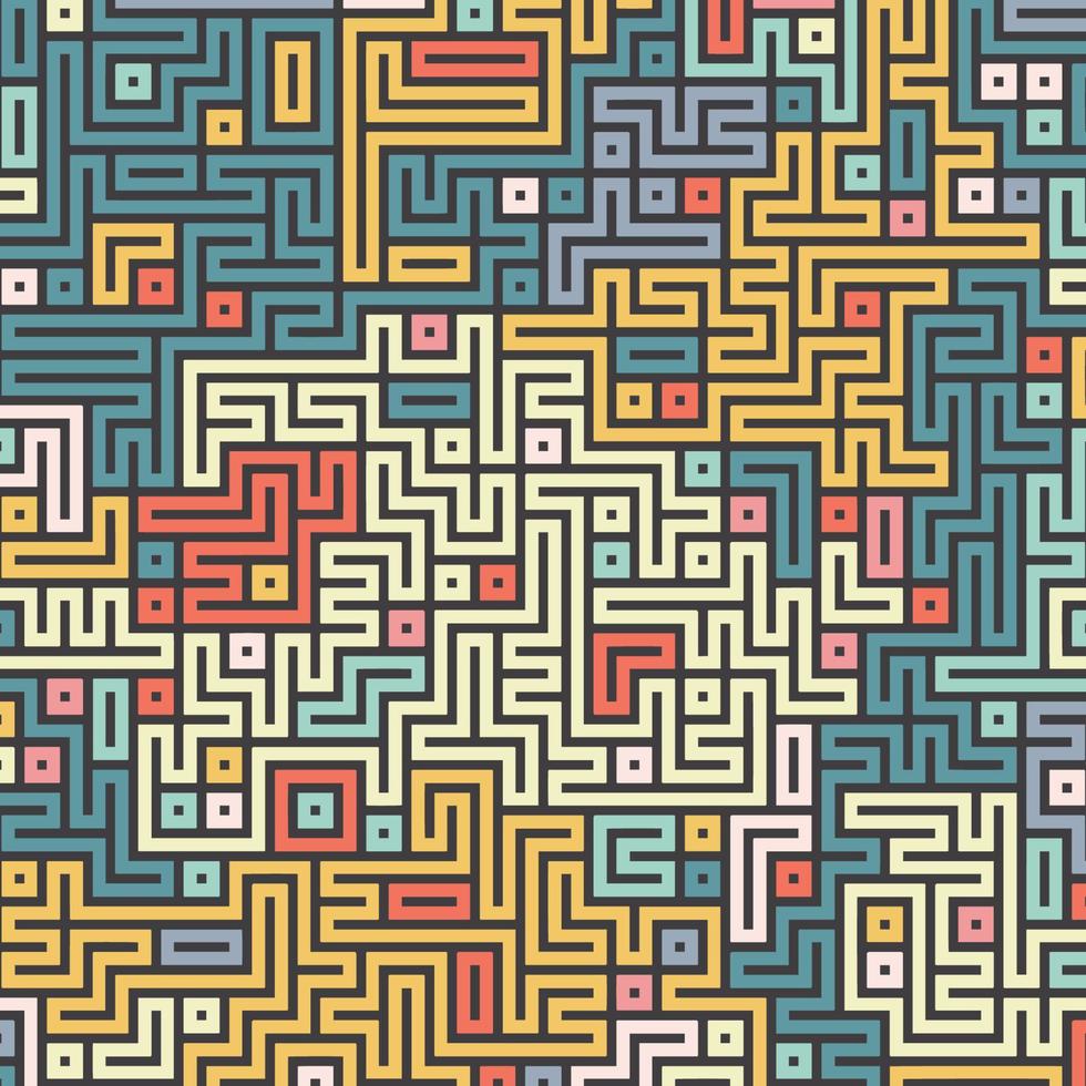 retro coloured maze style pattern background vector
