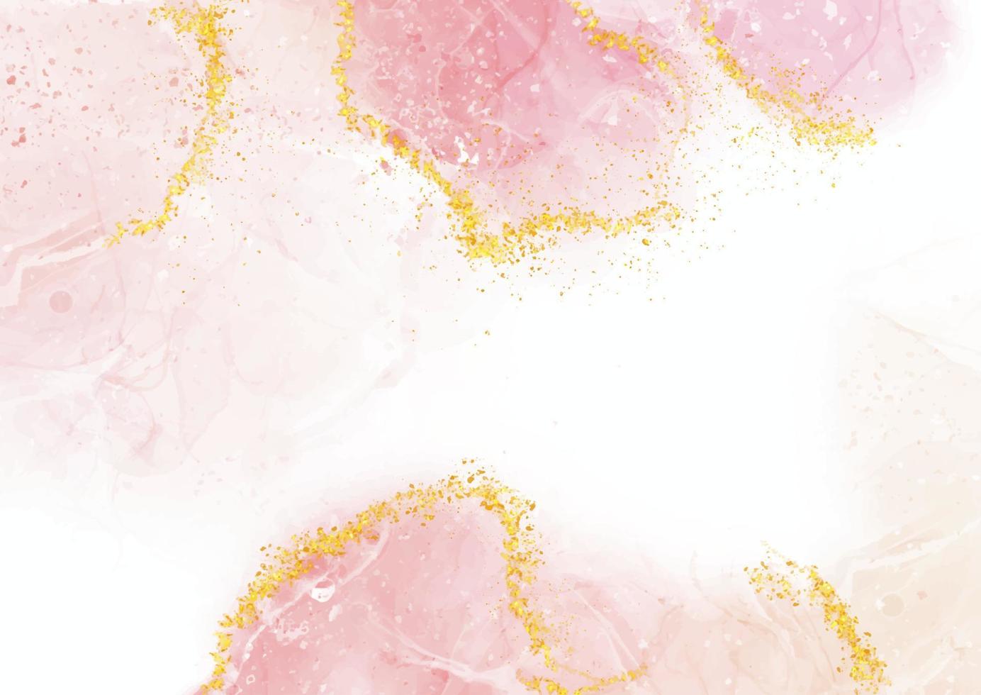 hand painted alcohol ink background with glittery gold elements vector
