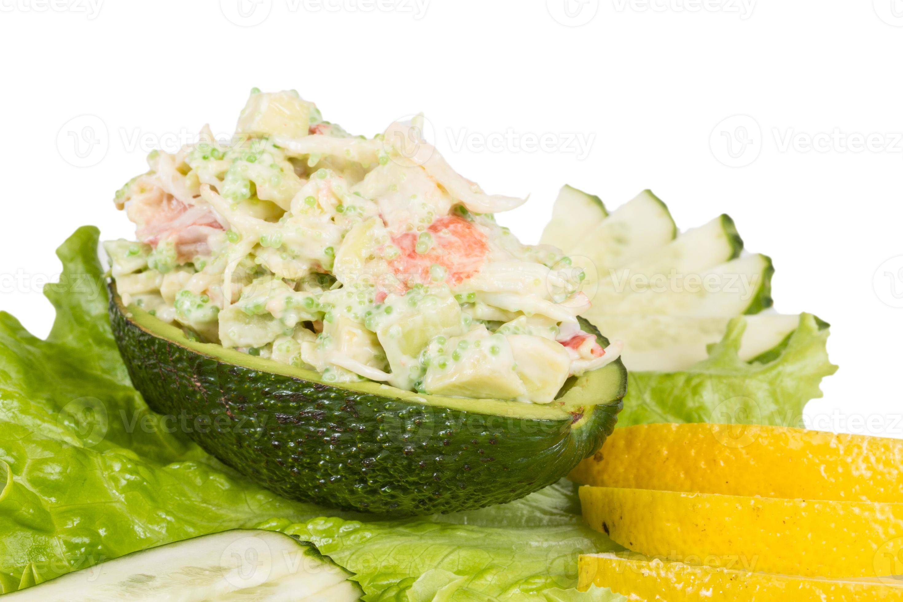 Crab meat salad with green caviar in avocado japan cusine 12283894