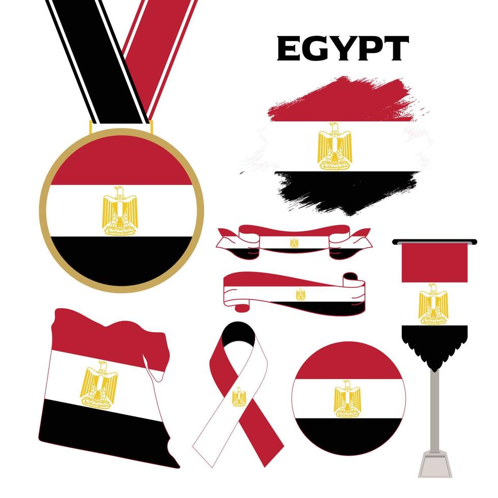 Elements Collection With The Flag of Egypt Design Template vector