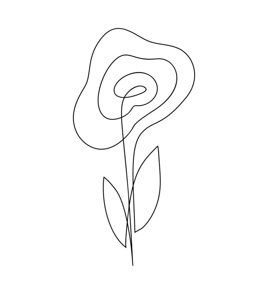 Flower rose vector one line art logo. Minimalist contour drawing monoline. Continuous line artwork for banner, book design, web illustration